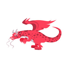 Vector illustration of dragon and monster symbol. Set of dragon and wing stock symbol for web.