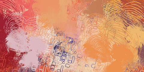 Retro style oil drawing. 2d illustration. Texture backdrop painting. Creative chaos structure element.