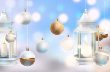 Christmas holiday design. Realistic 3d balls