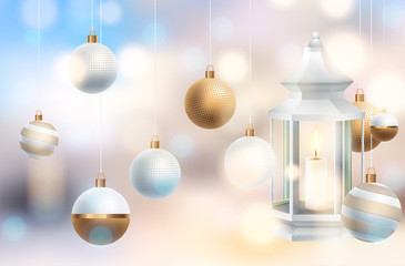 Christmas holiday design. Realistic 3d balls