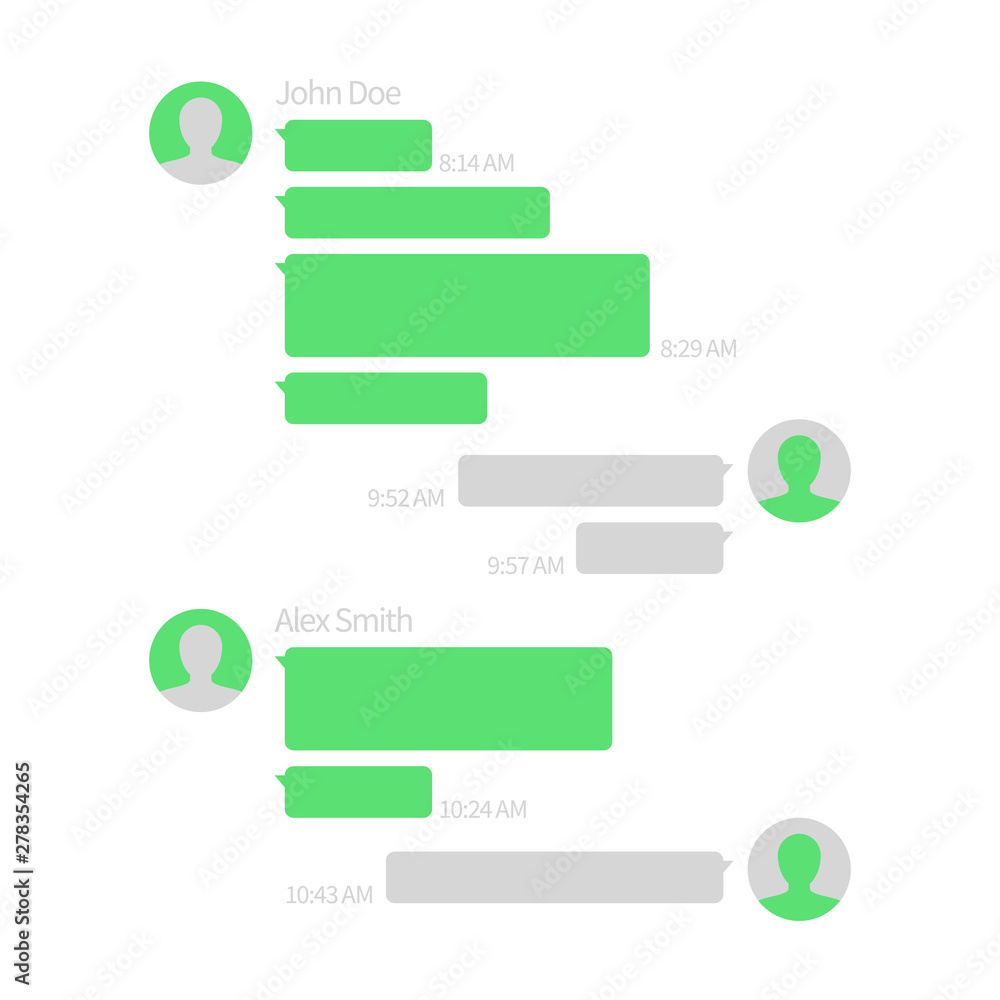 Poster chat app template. short message service vector illustration with text bubbles. message speech bubbl