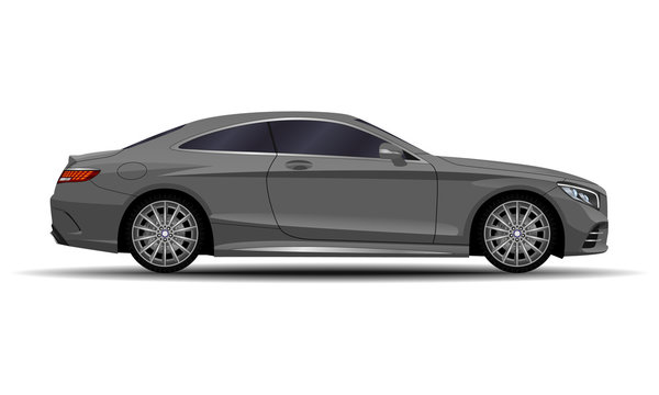 realistic car. sport coupe. side view.