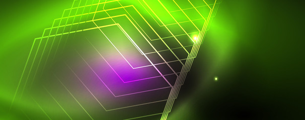 Shiny glowing design background, neon style lines, technology concept, vector