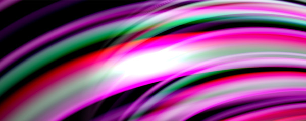 Fluid color waves with light effects, vector abstract background