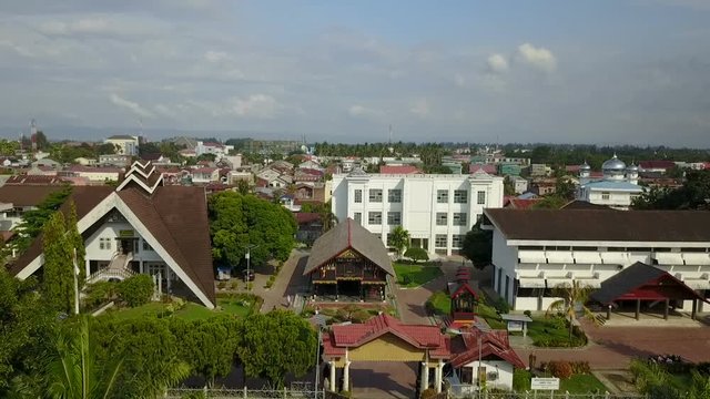 Acehnese house style - drone point of view long shot