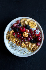  Breakfast with granola, fruit, chia and honey