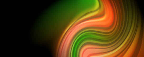 Fluid liquid color wave lines, glowing colorful light effect, abstract composition template. Geometric technology abstract pattern. Movement concept