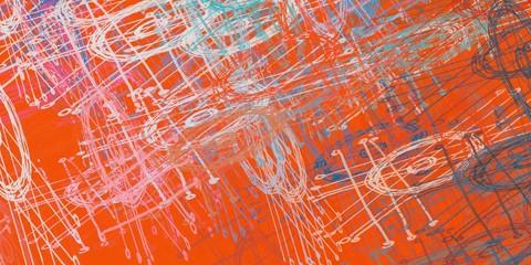 Decorative oil painting. Vibrant dynamic art. 2d illustration. Texture backdrop. Creative chaos structure.