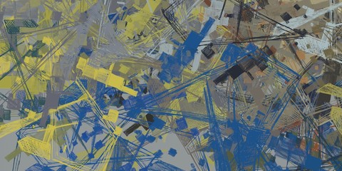 Decorative oil painting. Vibrant dynamic art. 2d illustration. Texture backdrop. Creative chaos structure.