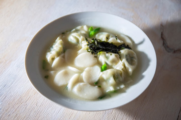 Korean Food Rice Cake and Dumpling Soup