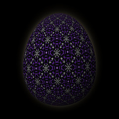 Happy Easter - Frohe Ostern, Artfully designed and colorful easter egg, 3D illustration on black background