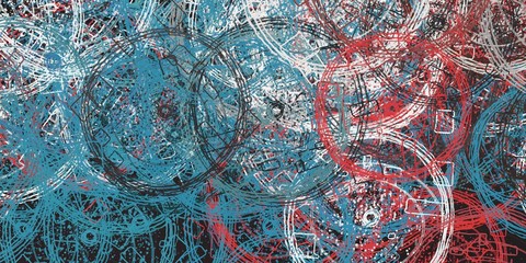 Handmade surreal abstract pattern. Modern artistic canvas. 2d illustration. Texture backdrop painting. Creative chaos structure.