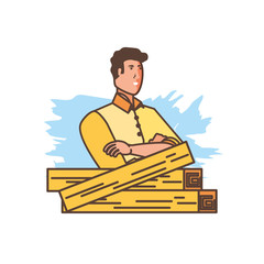 worker carpenter man with wooden