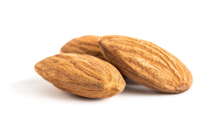 almond seeds isolated on white background