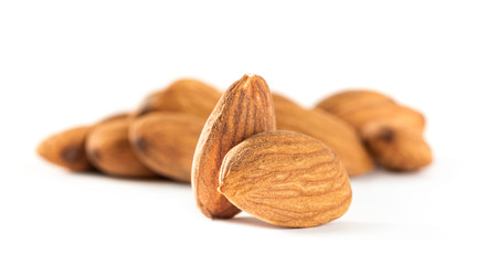 almond seeds isolated on white background