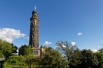 Naklejka premium Nelson monument in Calton Hill - Edinburgh, Scotland, United Kingdom
