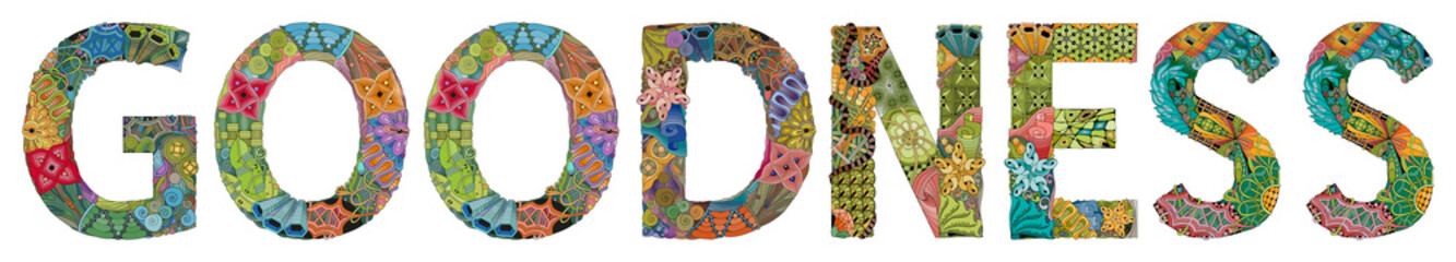 Word goodness. Vector zentangle object for decoration