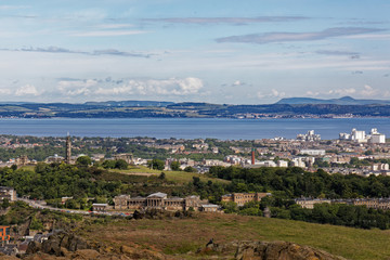 Fototapeta na wymiar Calton Hill view from Holyrood park - Edinburgh, Scotland, United Kingdom