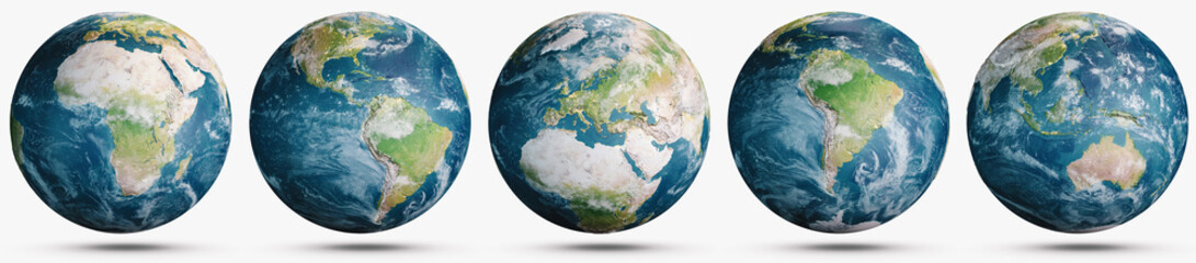 Planet Earth clouds globe set