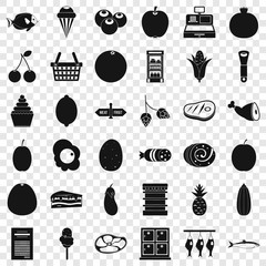 Basket icons set. Simple style of 36 basket vector icons for web for any design