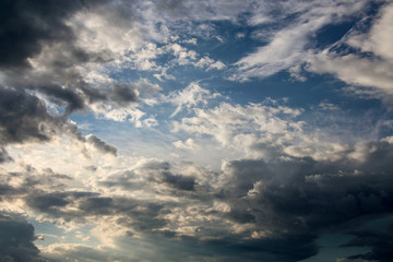 Obraz premium Dark sky and dramatic black clouds before rain
