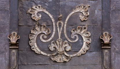 Detail of a baroque door at a historic building