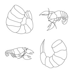 Isolated object of food and sea icon. Set of food and animal vector icon for stock.