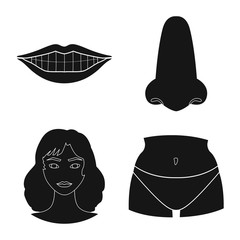 Vector illustration of body and part sign. Collection of body and anatomy vector icon for stock.