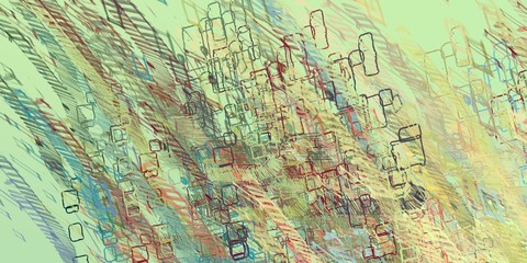 Digital sketch on colorful wall. 2d illustration. Texture backdrop painting. Creative chaos structure.