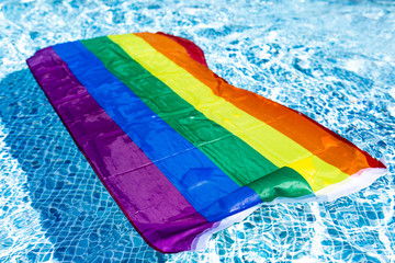 flag gay pride in pool