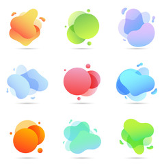 Set of liquid color abstract geometric shapes, vector illustration