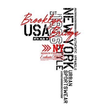 Typography USA Brooklyn for t shirt graphic, vector illustration 