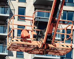 Basket lift on construction site