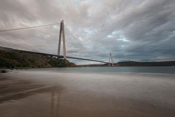 Long exposure with ND filter.Third bridge or yavuz sultan selim bridge. Istanbul, Turkey.