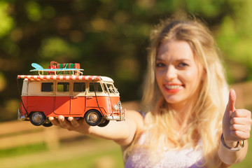 Woman holding hippie van object model