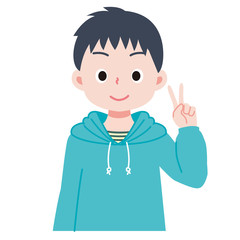 男の子　ピースのイラスト