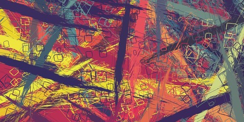 Obraz premium Crazy sketch random pattern. Creative chaos and variety structure. Modern art drawing painting. 2d illustration. Digital texture wallpaper. Artistic sketch draw backdrop material. 