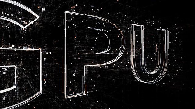 4k GPU Chip microprocessor Microchip Graphics card hardware word tag cloud,binary computer code.The Matrix style binary computer code shaped text design animation,changing from zero to one digits