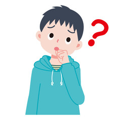 疑問を感じる男の子のイラスト