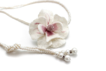 brooch of felting flower orchid