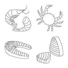 Vector illustration of food and sea logo. Collection of food and healthy stock vector illustration.