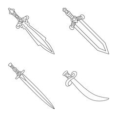 Vector illustration of game and armor logo. Set of game and blade stock vector illustration.