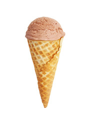 Chocolate ice cream in cone isolated on white 