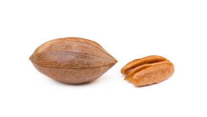  Fresh pecan nuts isolated on a white background