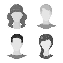 Vector design of character and profile icon. Set of character and dummy vector icon for stock.