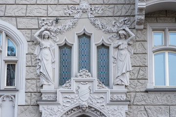 Prague / Czech Republic 04.02.2019: Architecture on the Old Town Square of Prague, Czech Republic. Prague in the capital of Czech Republic and a popular touristic destination.