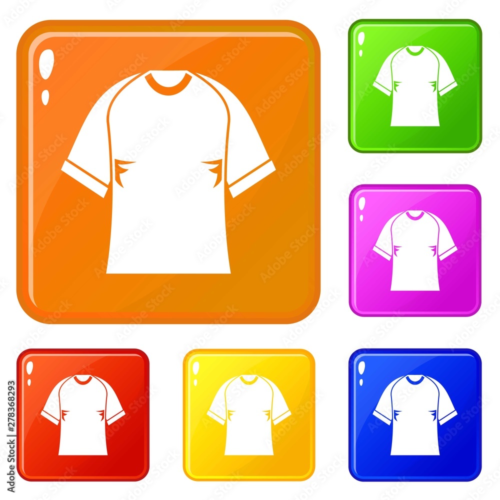 Poster raglan tshirt icons set collection vector 6 color isolated on white background