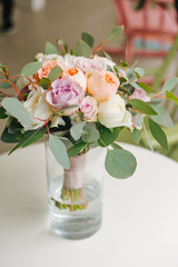 Obraz na płótnie Canvas Wedding bouquet of flowers in vase