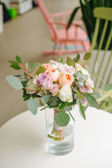 Wedding bouquet of flowers in vase