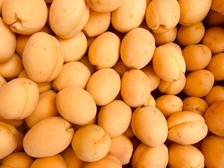 Close up view of apricots on the market
